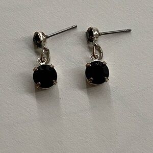 Vintage Elegant Black and Silver Drop Earrings